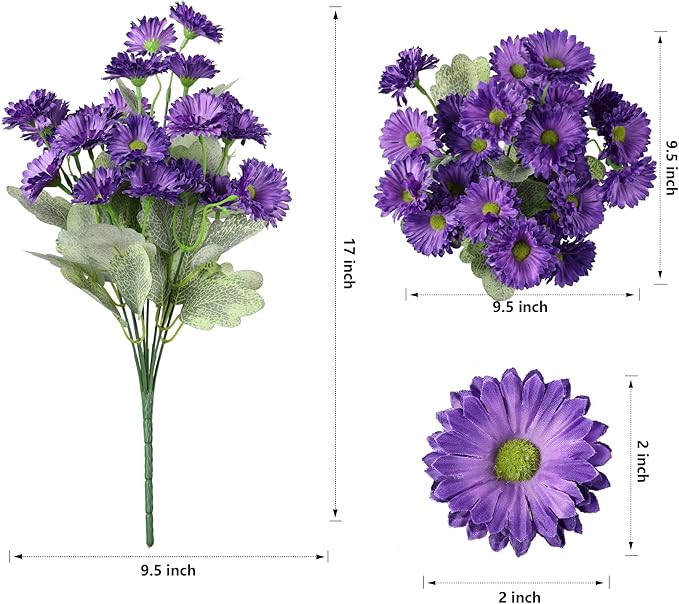 HyeFlora Dahlia Artificial Flowers for Outdoors Winter Decoration, 6 Bundles Fake Daisy Faux Plants Realistic UV Resistant Silk Flowers for Outside Planter Front Door Yard Garden Indoor Home, Mix