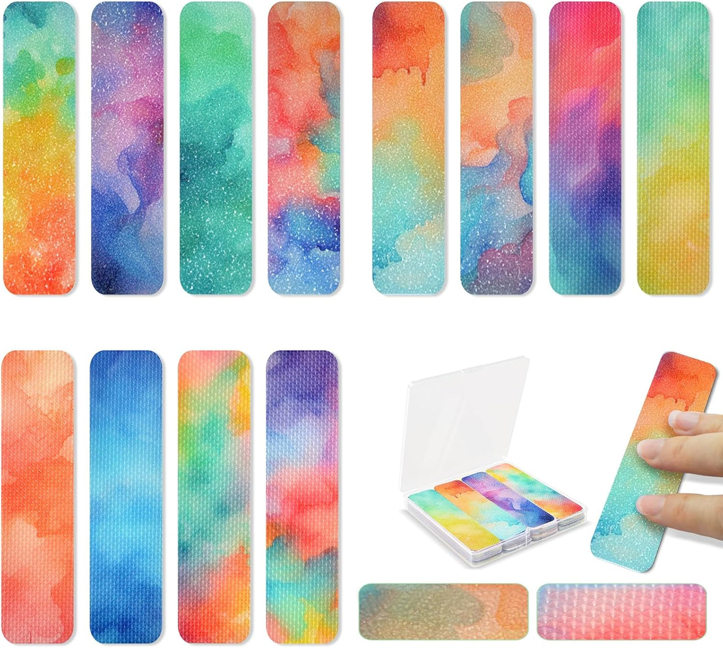 Skiennix Calm Anxiety Sensory Stickers - 48 Textured Strips with Storage Box for Stress Relief | Cloud Style