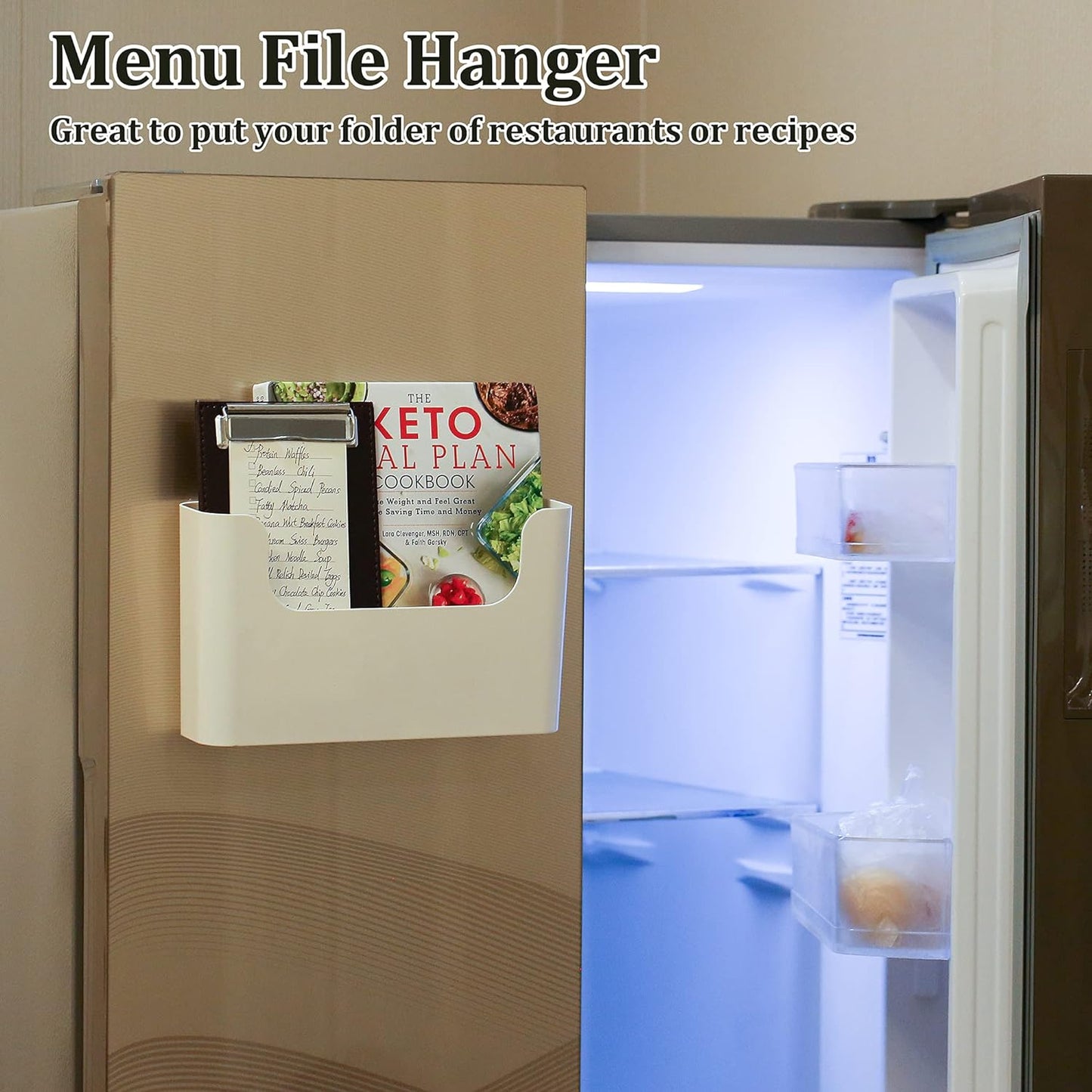 YOHOM Wall-Mounted File Holder - No Drilling Adhesive Organizer for Mails & Magazines | White, Single Pocket