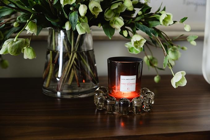 Alice Lane Original Bubble Candle Dish – Chic Amber Glass Candle Dish for Home Decor – Decorative Modern Candle Holder for Small Candles & Diffusers