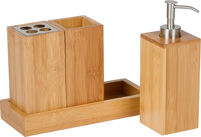 Bath Set Bath Caddy - 100% Natural Bamboo - By Trademark Innovations