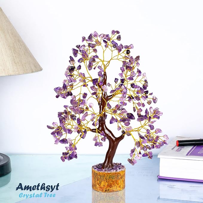 YATHABI Amethyst Crystals Tree - Wealth Stones and Crystal - Gemstone for Positive Energy - Purple Tree - Spiritual Gift - Chakra Decor