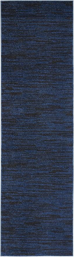 Nourison Home Nourison Essentials Midnight Blue 2' x 6' Area Rug - Easy Clean, Non Shedding, Bed Room, Living Room, Dining Room, Kitchen (6' Runner)