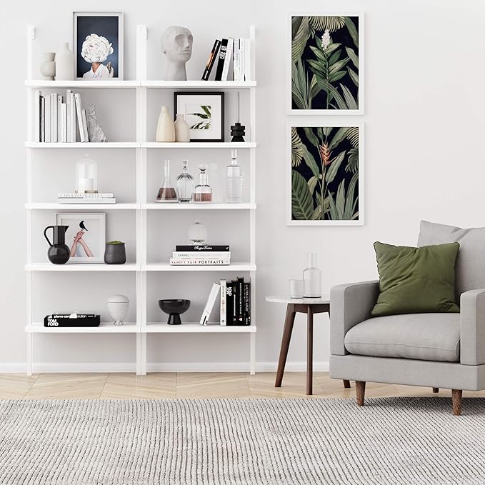 Nathan James White Ladder Bookcase with 5 Shelves