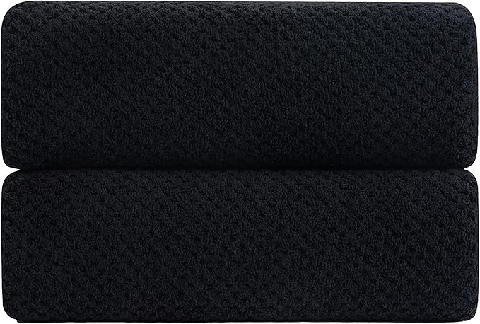 Smuge 2 Piece Hand Towels Set,100% Microfiber - Quick Dry, Thick, Soft, Plush and Highly Absorbent Luxury Hotel & Spa Bath Towel for Bathroom, Pack of 2 (Black)