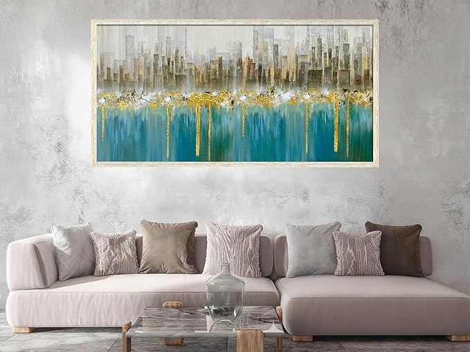 Ardemy Extra Large Framed Wall Art Abstract Canvas Modern Gold Textured Wall Decor Living Room Painting Picture Artwork Bedroom Home Office, 58"x29"