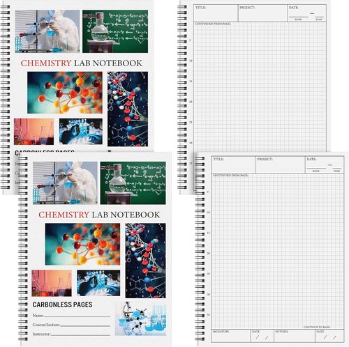 Carbonless Student Lab Notebook by [Brand Name] - 8.5" x 11" | 50 Duplicate Pages, Scientific Grid Design