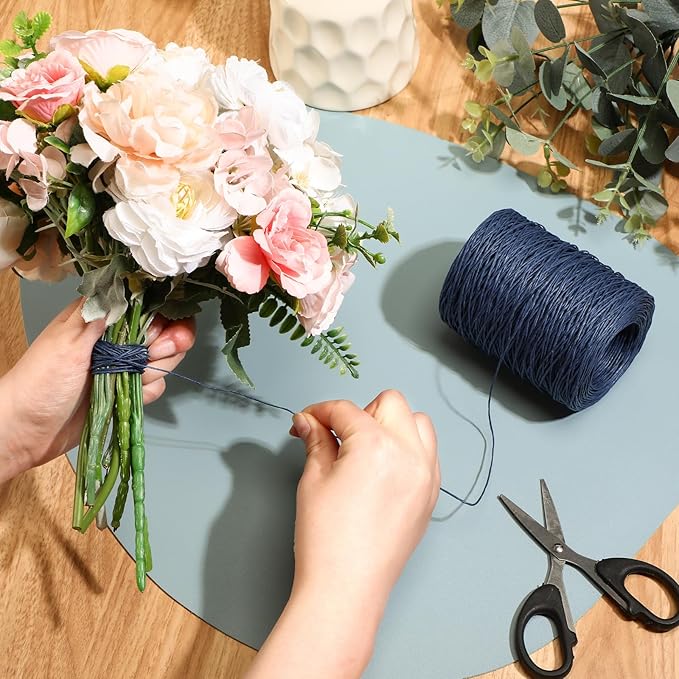 Syhood 673 Feet Floral Vine Bind Wire Rustic Wrapping Wire for Flower Bouquets(Dark Blue)
