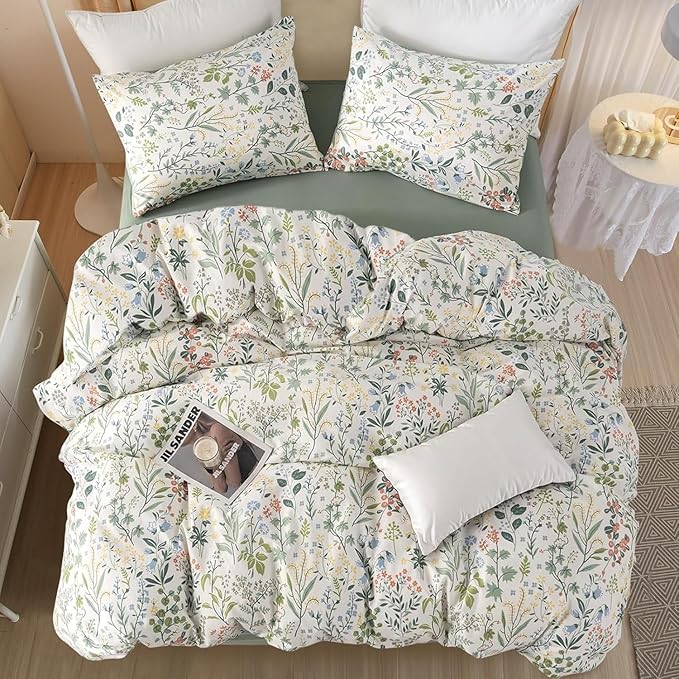 Vintage Garden Floral Comforter Set King Size Comforter Botanical Floral Bedding Comforter King Coquette Bedding Aesthetic Cute Flowers Pattern Comforter for Girls Women Fluffy Cottagecore Bedding Set