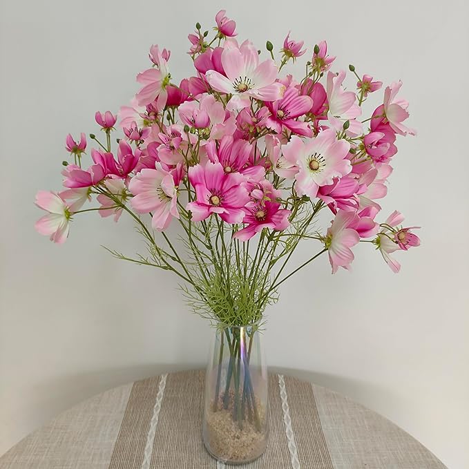 ATFL Artificial Pink Daisy Flowers,8 Bundles 21.65'' Faux Fake Silk Daisy Flowers Arrangements for Home Garden Vase Décor (8, Gradient Pink)