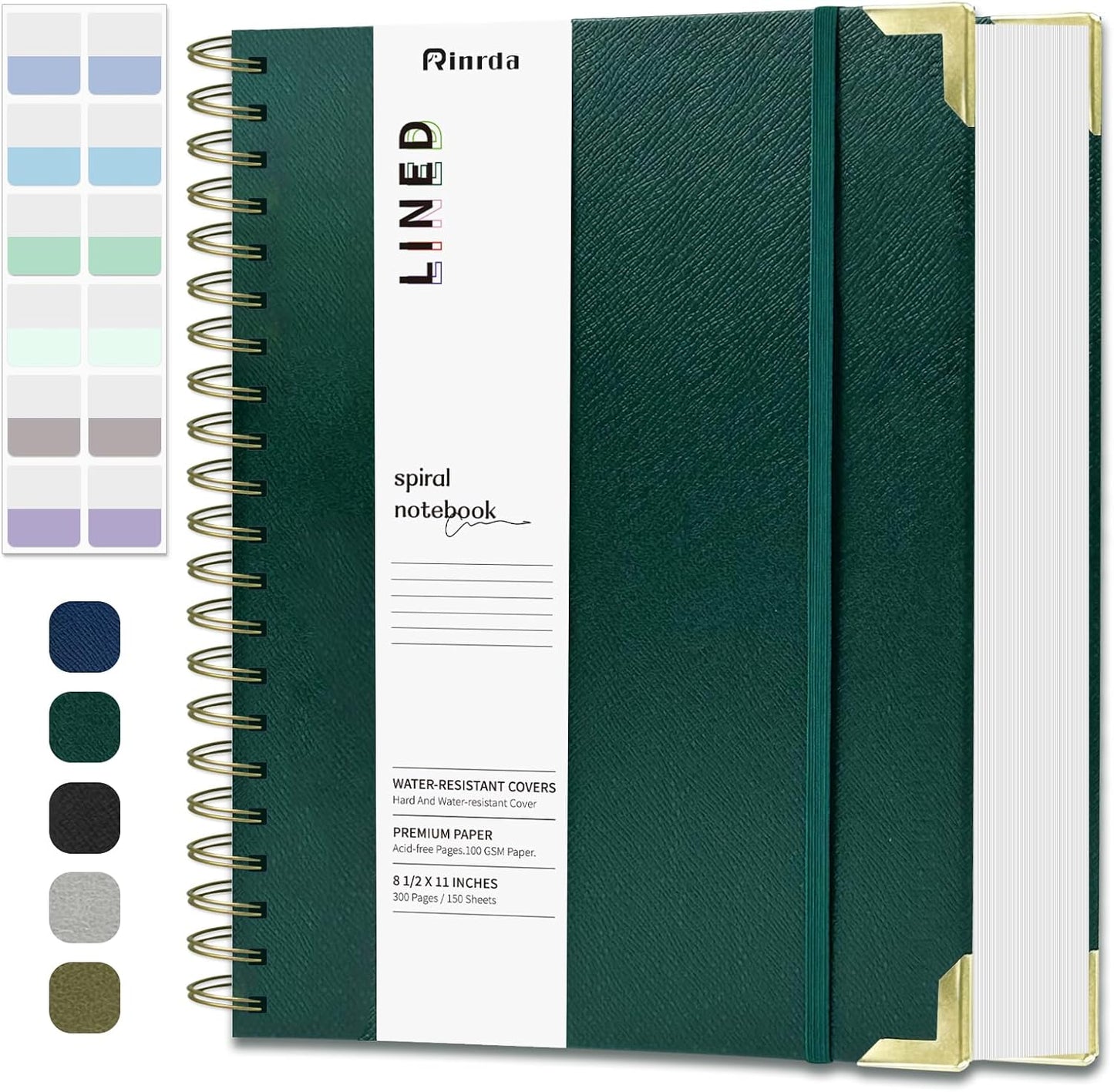 Skiennix Lined Spiral Journal - 300 Pages A4 Hardcover Notebook with Thick 100GSM Paper | Dark Green