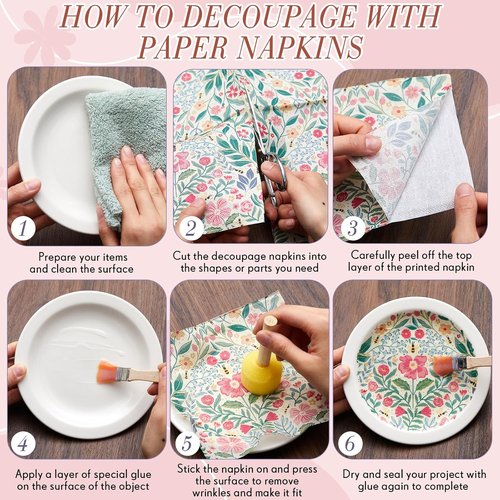 Crtiin Floral Cocktail Napkins - 20 Pack Decorative Paper Napkins for Parties | 6.5 Inches Each