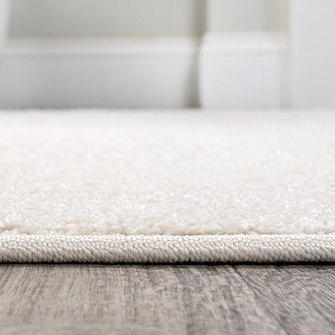 JONATHAN Y Haze Solid Low-Pile Cream 4x6 Oval Indoor Area Rug, Coastal,Bohemian,Minimalist,Classic, Easy-Cleaning for Living Room,Bedroom,Kitchen,Pet Friendly,Non-Shedding (SEU100T-4OV)