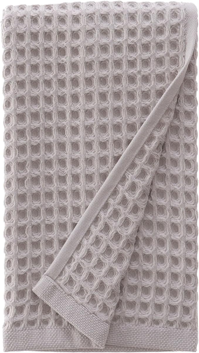 sea me at home Waffle Hand Towel – 100% Turkish Cotton, Quick-Dry, Soft and Absorbent Bathroom Towel (Light Grey)