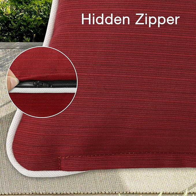 Unimatta Decorative Outdoor Water Repellent Throw Pillows with Inserts, Set of 4, 20" x20" Pillows for Patio, Backyard, Bed, Couch, and Patio Furniture, Red