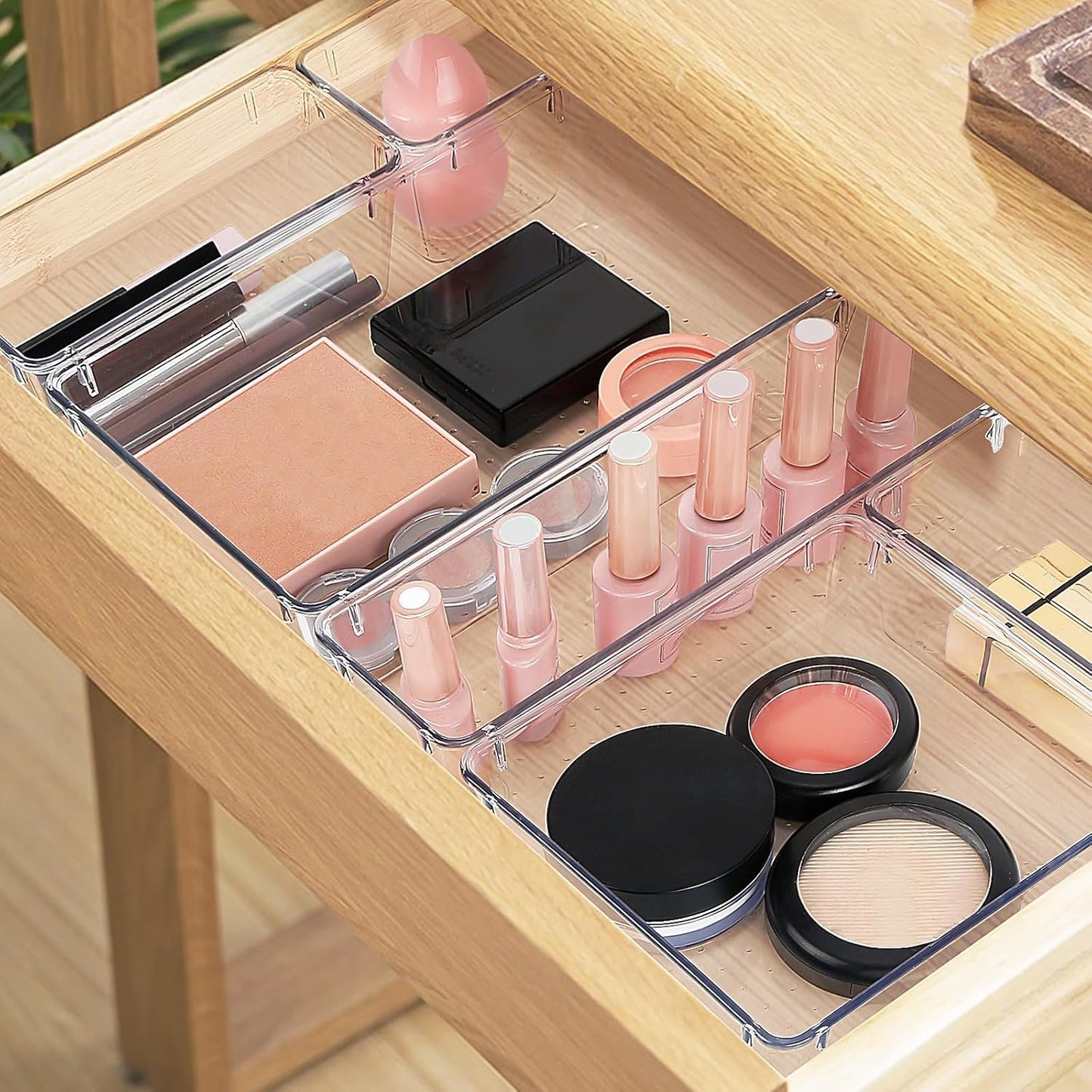 StorMiracle 16 PCS Drawer Organizer Set - Versatile Clear Storage Bins for Bathroom & Kitchen | Makeup, Jewelry & Utensils