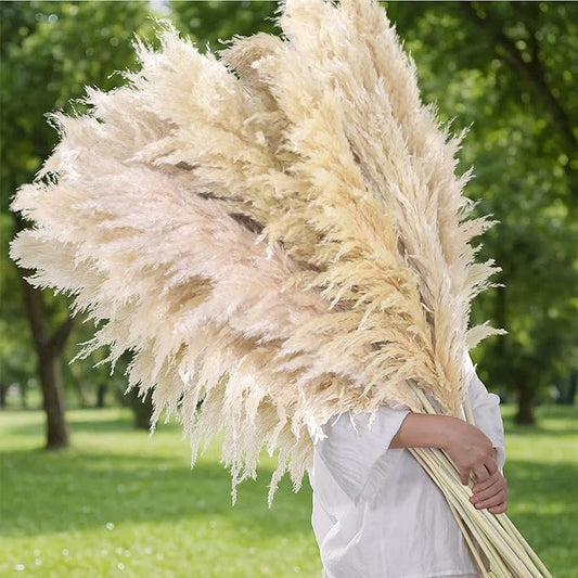 10 Stems 40" Tall Natural Dried Pampas Grass Decor, Large Tall Beige Pampas for Floor Vase, Arch, Farmhouse, Wedding, Party, Boho Home Decor Christmas