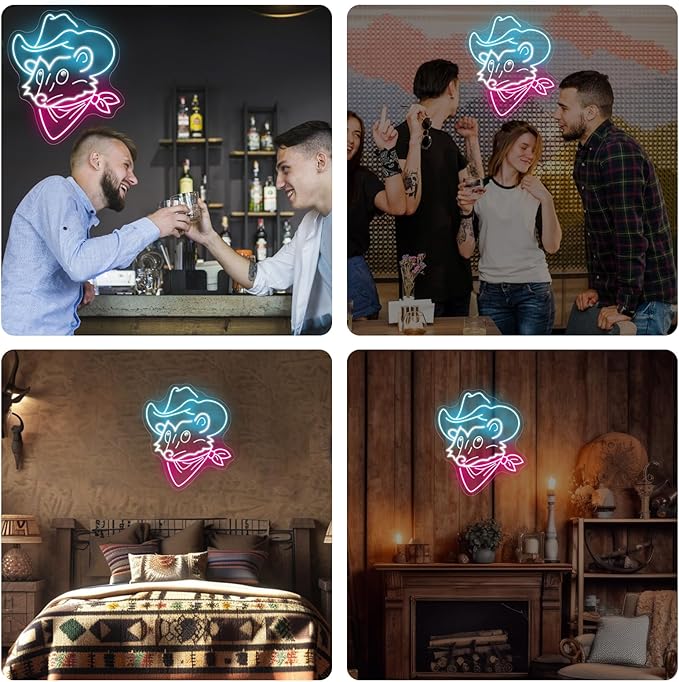 Opossum Cowboy Neon Sign, Western Rodeo decor Cowboy Mouse Neon Sign, Cowboy Bar Decor, Gaming Room Decor, Funny Western Opossum Sign, Light up Cute Animal Shape LED Lamp, Unique Home