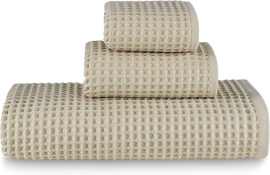 sea me at home Waffle Bath Sheet Set, 100% Turkish Cotton, Includes 1 Bath Sheet, 1 Hand Towel, 2 Face Towels