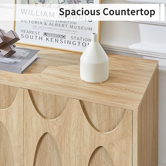 Bifins Sideboard Buffet Cabinet with Storage Set of 2, 63” Mid Century Modern Storage Cabinet with Adjustable Shelf and 4 Doors for Dining Room, Living Room,Entry