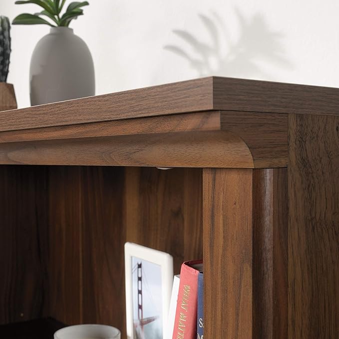 Sauder 3 Tier Book Shelf Wooden Bookcase Multipurpose Bookshelf for Home Office, Living Room, in Grand Walnut