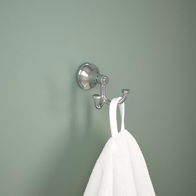 Franklin Brass Woodruff (1-Pack) Towel Hooks Polished Chrome Double Bathroom J Hooks Wall Mounted for Robes & Towels Hand Towel Hook Holder Kitchen, Bathroom Accessories WDRF35-PC