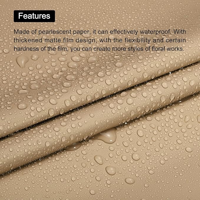 MECCANIXITY Set of 20 Flower Wrapping Paper 22.8x22.8 Inch Waterproof Florists Wrapping Paper for Florist Bouquet Supplies, DIY Crafts, Gift/Gift Box Packaging Brown