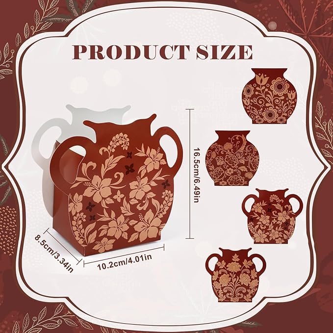 12 Pcs Platos De Barro Mexicanos Cielito Lindo Paper Flower Vase Centerpiece Party Decor Mexican Gift Boxes Terracotta Clay Pottery Cinco De Mayo Table Decoration(Brown)