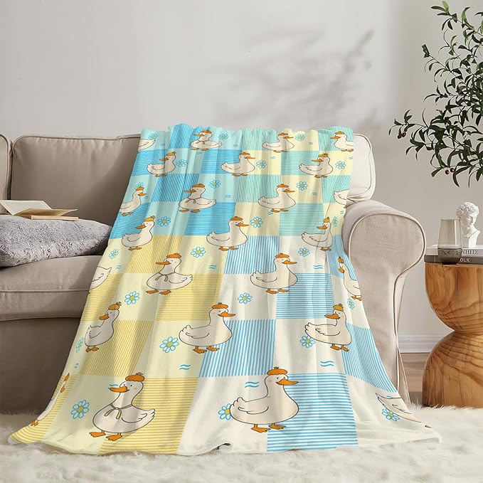 Funny Duck Blanket Cute Duck Throw Blanket Soft Cozy Fleece Fuzzy Stuffed Plush Flannel Gifts for Girls Women Boys Kids Adults 40''x50''
