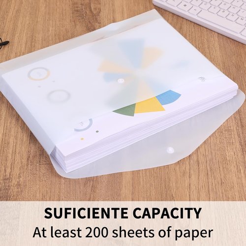 EOOUT 14-Piece Plastic Envelopes - Durable Document Folders with Snap Closure | A4 & Letter Size for School & Office