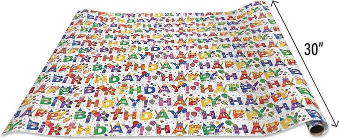 Jillson Roberts Gift Wrap, Birthday Characters (8 Rolls 5 feet x 30 inches)