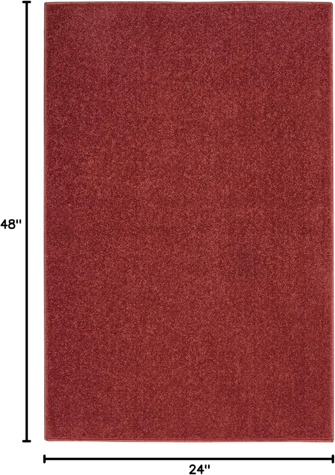 Nourison Home Nourison Essentials Brick Red 2' x 4' Area Rug - Easy Clean, Non Shedding, Bed Room, Living Room, Dining Room, Kitchen (2' x 4')