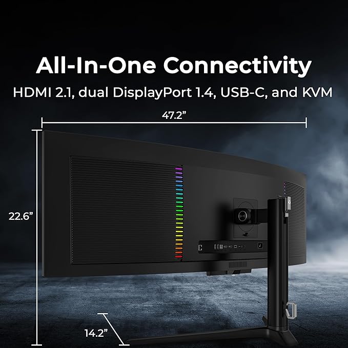 Deco Gear 49" QD-OLED 240Hz Curved Ultrawide Gaming Monitor - 5120×1440 DQHD, 32:9 Dual-QHD Display, 0.03 ms Response, HDR400 True Black, 90W USB-C, KVM, Adaptive Sync, RGB Lighting