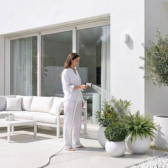 DTY Signature Mount Sherman Modern Indoor Outdoor Fiberstone Sphere Planter, Durable Round Garden Pot, Weather Resistant, Drainage Hole & Rubber Plug, Planter for Christmas Tree - Small, White