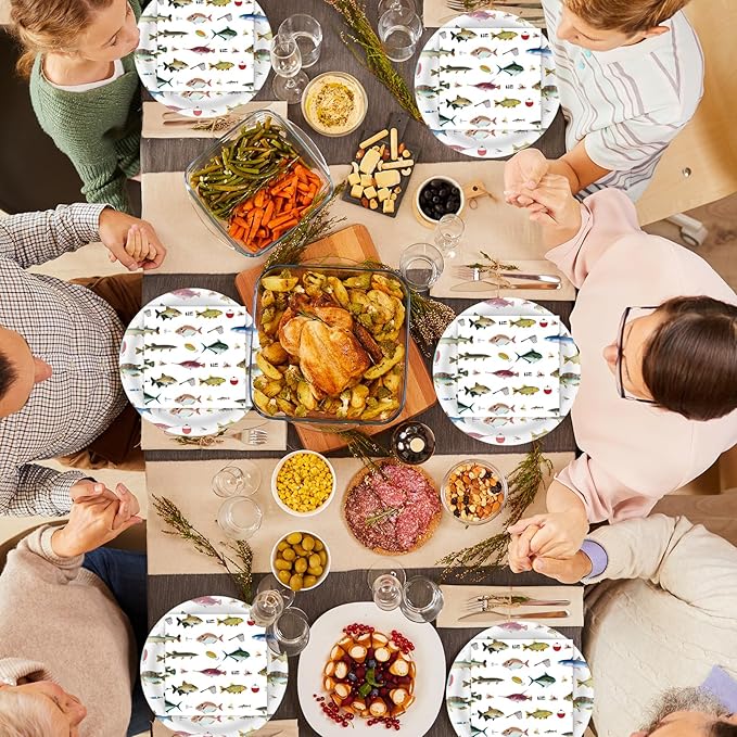 40 Pcs Fishing Plates and Napkins Party Supplies, Fishing Birthday Paper Plates and Napkins Disposable Tableware Set for Ofishally One Birthday Decorations Serves 20