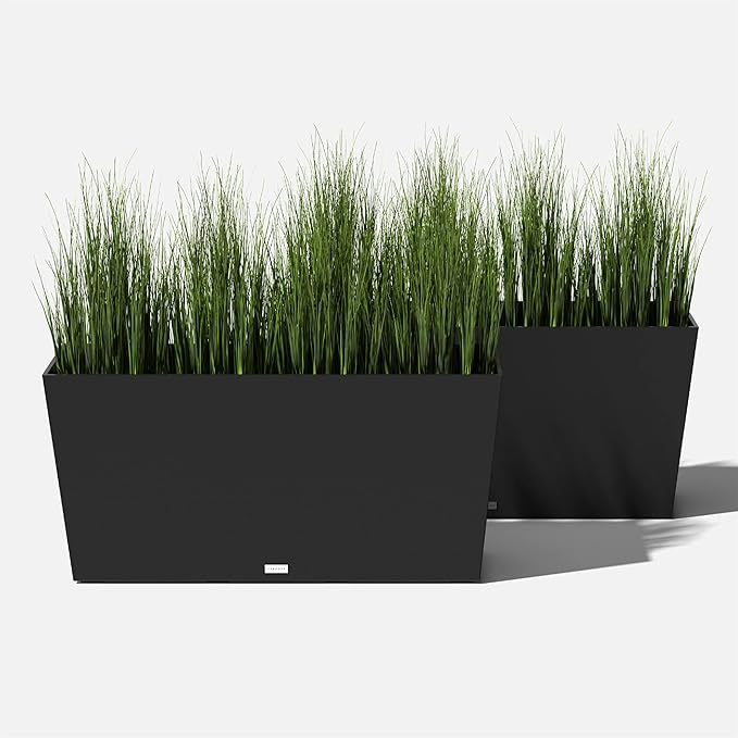 Veradek Pure Series Midori Trough Planter - Large Rectangular Planter for Indoor or Outdoor Deck/Porch | Durable All-Weather Use with Drainage Holes | Modern Decor for Shrubs, Flowers, Small Plants