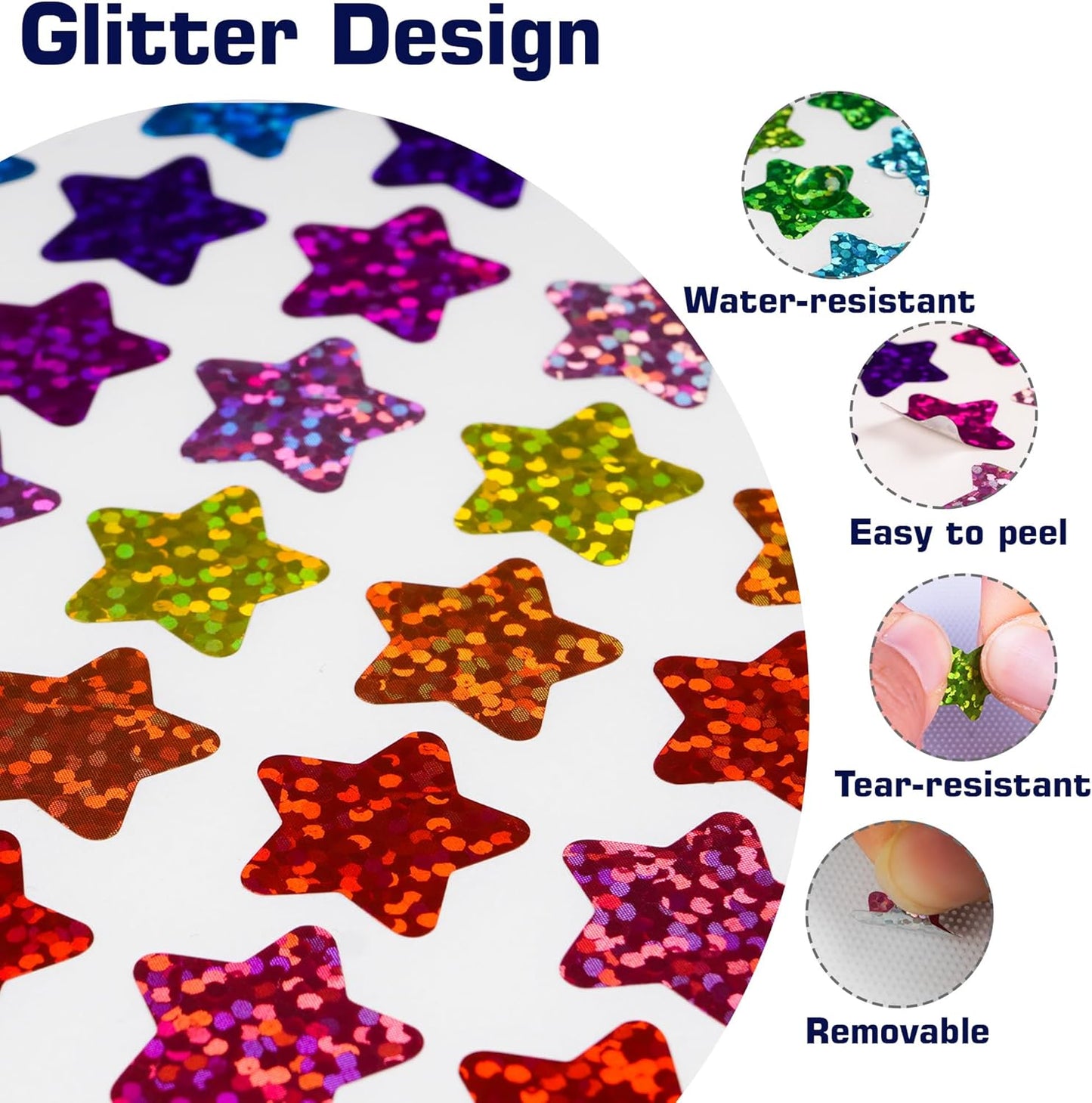 2340 Pack Holographic Star Stickers - Sparkly 0.6” Stars for Kids' Rewards | Classroom Supplies