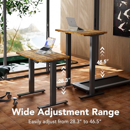 HUANUO Electric Standing Desk - Height Adjustable 40 x 24 Inch Home Office Desk with Storage Bag & 4 Memory Settings | Rustic Brown