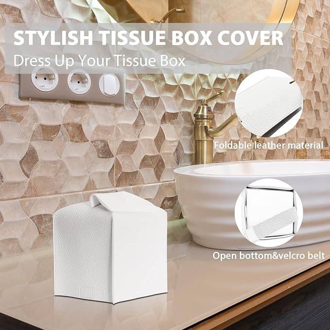 Bathroom Accessory Set - 10 Piece White Bathroom Sets Complete with Trash Can, Toothbrush Holder & Cup, Soap Dispenser, Soap Dish, Toilet Brush & Holder, Vanity Tray, Qtip Holder, Tissue Box Cover