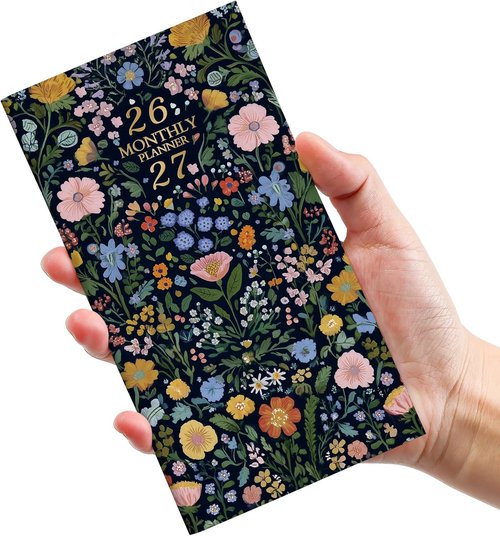 Garden of Whimsy Pocket Calendar 2026-2027 | Two-Year Monthly Planner (6.5" x 3.5") for Purse