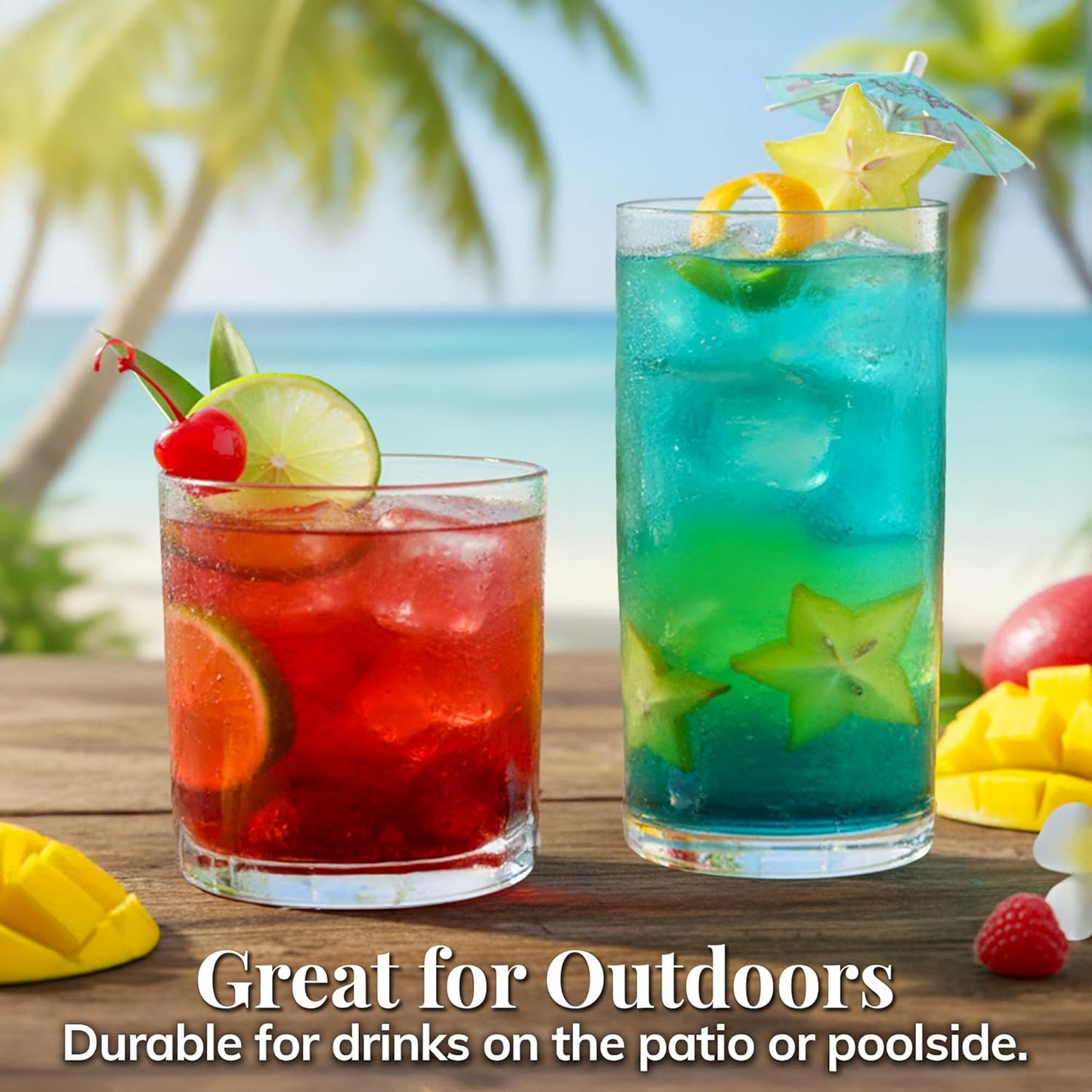 US Acrylic Drinking Glasses Set - 12oz Rocks & 16oz Water Cups | BPA-Free, Reusable & Dishwasher Safe