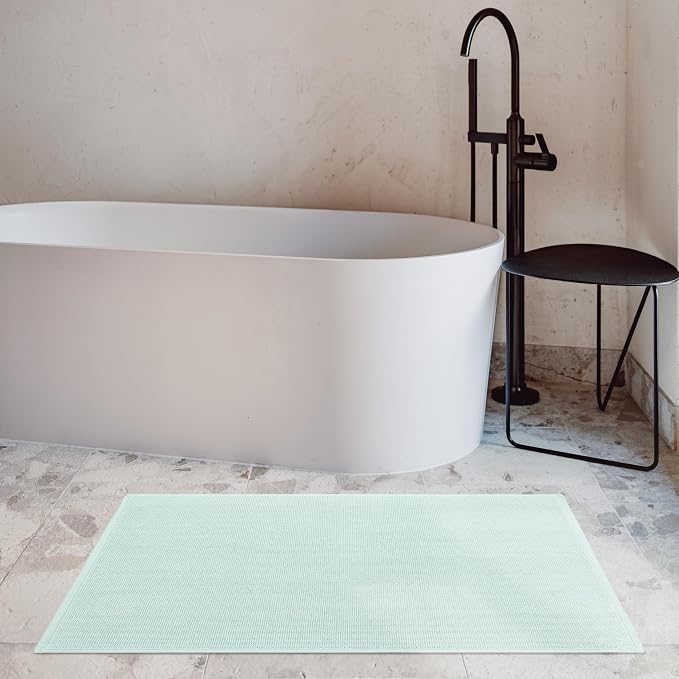 Cotton Paradise 100% Cotton Turkish Bathmat Rug, Soft Absorbent Quick Dry Non Slip, 20x34 Bathmat Rug, Mint Green