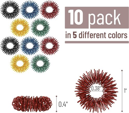 Mr. Pen Spiky Sensory Rings - 10 Pack Jewel Tones for Stress Relief | Fidget Toys for Anxiety & ADHD