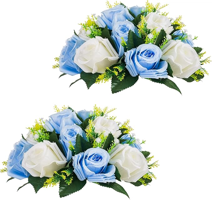 Flower Centerpieces for Wedding Tables: Wedding Table Decorations Blue & White Flower Balls Centerpieces for Engagement Cerebration Party Center Pieces 2 Packs