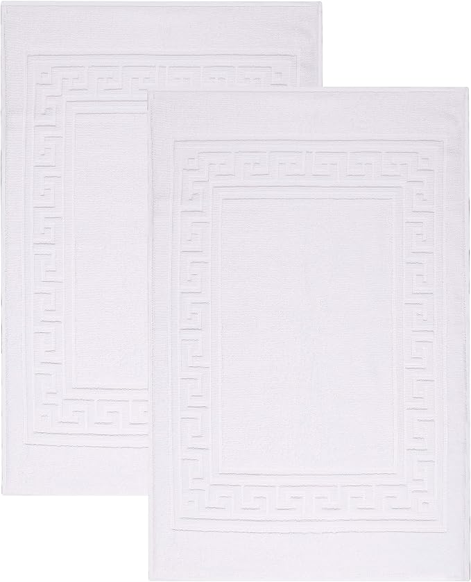Superior Heavyweight Cotton Bath Mats, Bath Rugs For Bathroom Accessories, Washable Rug For Shower, Bath, Toilet, Modern Decor, No Backing, Luxury Hotel And Spa Quality, Set of 2, 22" x 35", White