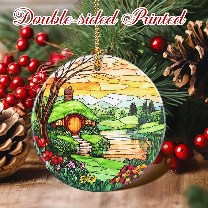 Christmas Ornaments, 2.8 Inch Ceramic Hanging Ornament, Christmas Tree Ornaments, Xmas Decorations, Holiday Decorations, Holiday Party Gifts, and Xmas Gift Ideas - Hobbit House