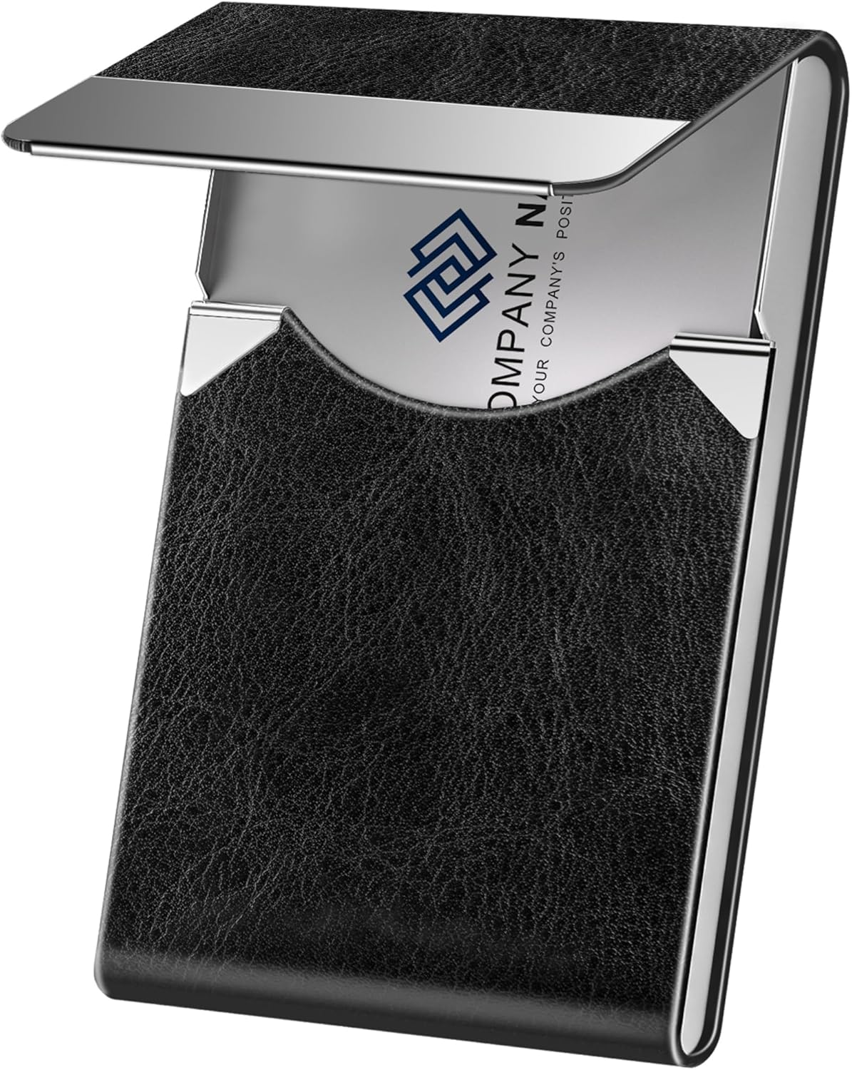 Skiennix Business Card Holder - Slim PU Leather & Stainless Steel Case with Magnetic Closure | Unisex Design