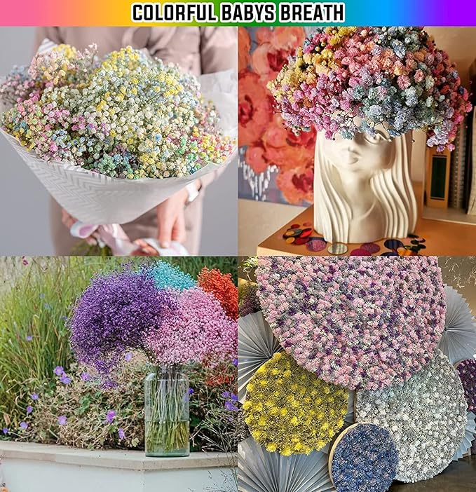 JIFTOK Babys Breath Artificial Flowers, 24 Pcs Fake Flowers Gypsophila Bouquet Fall Flowers Artificial for Decoration, Real Touch Silk Flower for Wedding Christmas DIY Party Home Garden Office (Pink)