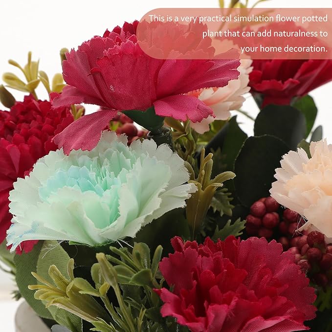 Artificial Potted Plant Adornment Small Fake Flowers Bonsai Decor for Home Office Tabletop Realistic Artificial Flower Arrangements Decoration No Water Needed for Windowsill and