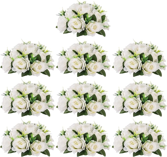 Flower Centerpieces for Wedding Tables: Wedding Table Decorations White Flower Balls Centerpieces for Engagement Cerebration Party Center Pieces 10 Packs